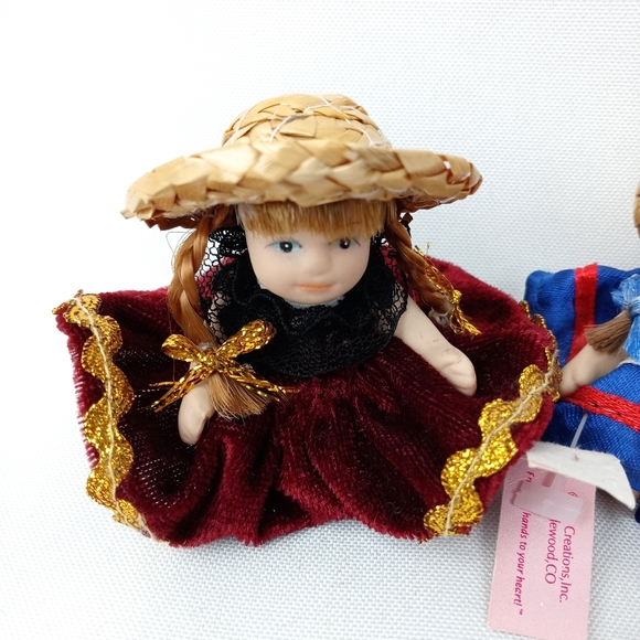 Vintage Cameo Kids Miniature Porcelain Dolls Set of 2, 3 Inches - Picture 2 of 6